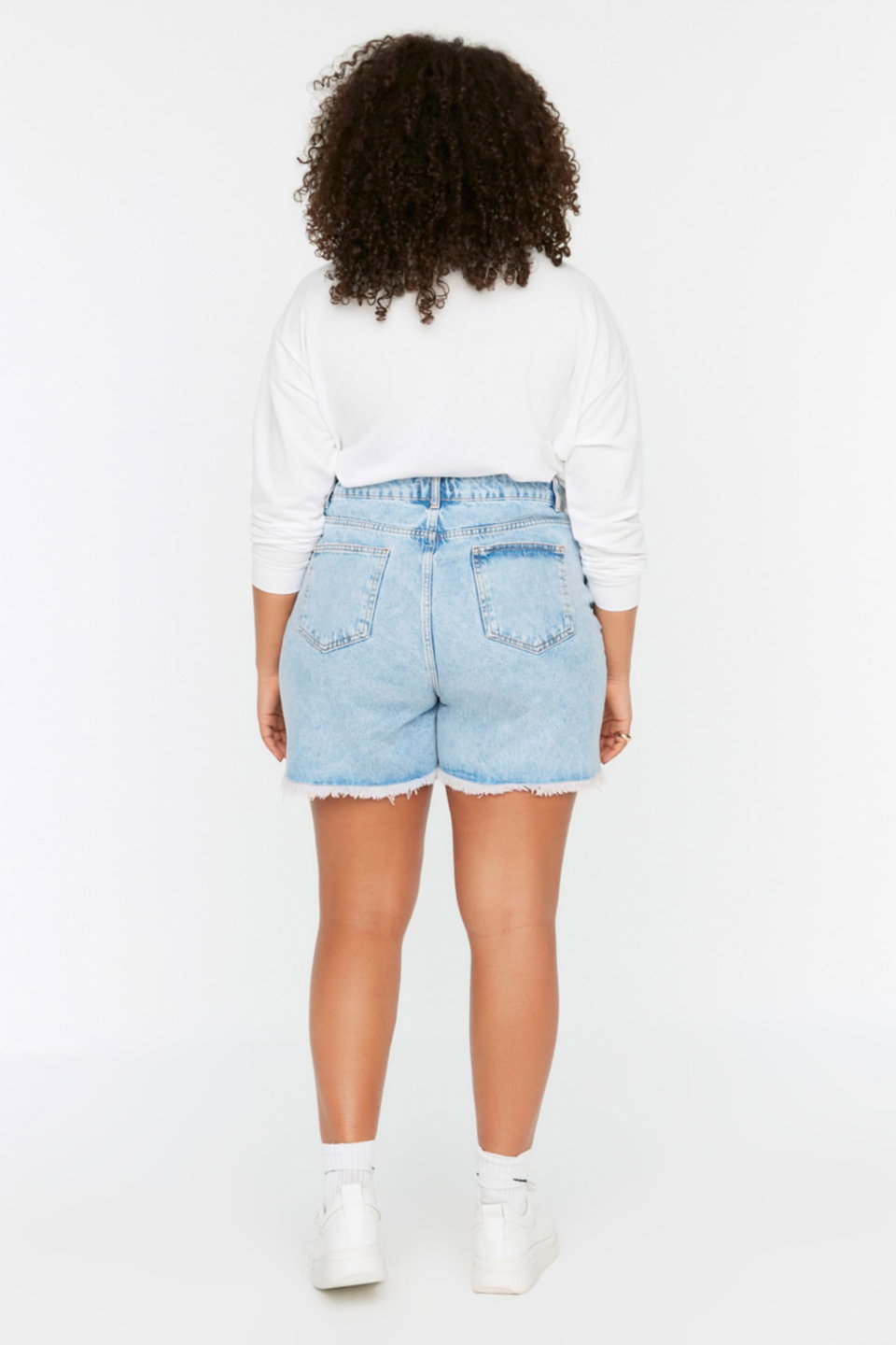 High Waist Destroyed Denim Shorts & Bermuda TBBSS22SR0165