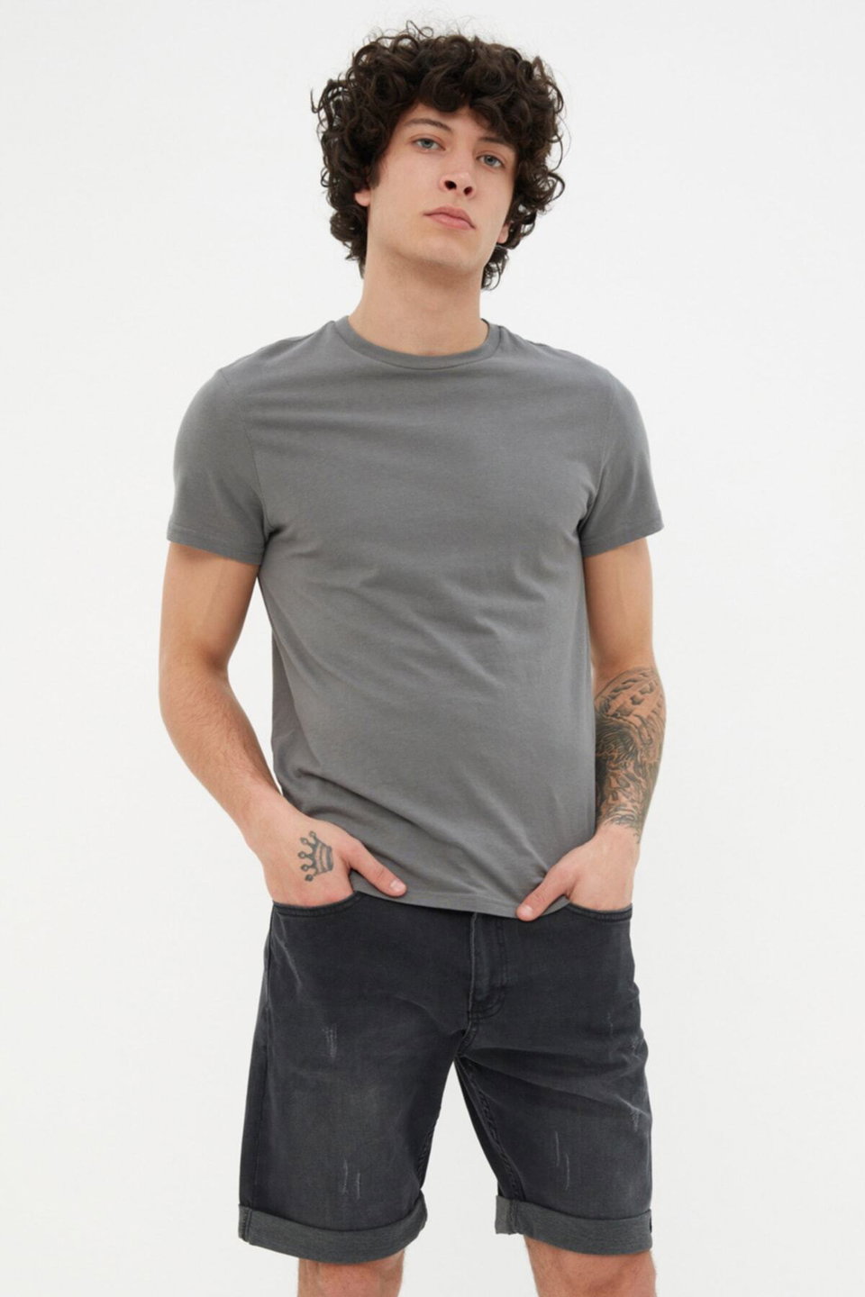 Slim Fit Rake Destroyed Denim Jeans Shorts TMNSS21SR0727