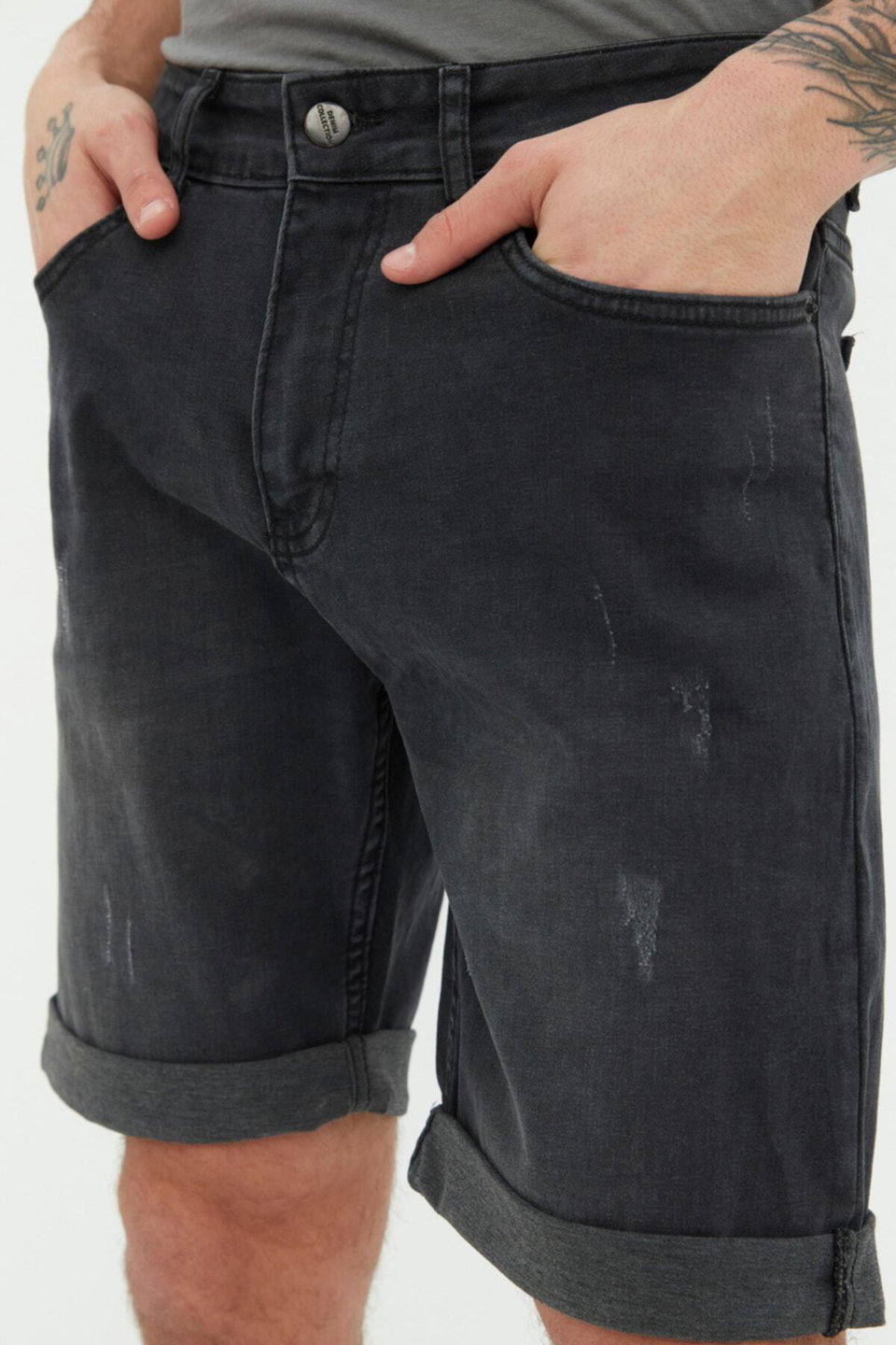 Slim Fit Rake Destroyed Denim Jeans Shorts TMNSS21SR0727