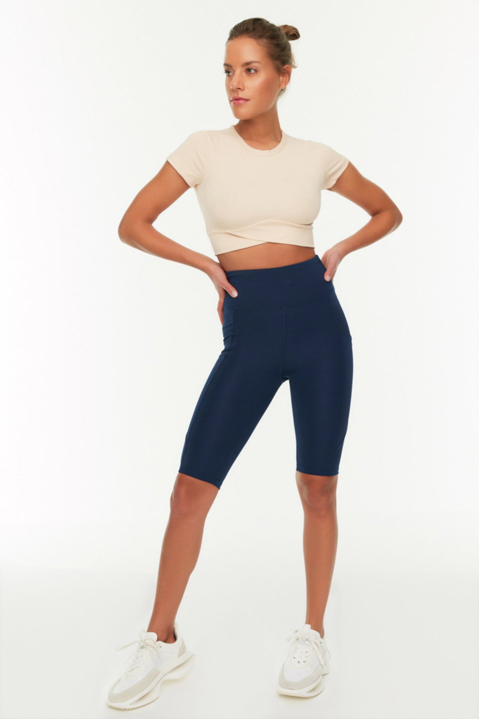 Restorer High Waist Pocket Detailed Knitted Sport Biker/Cyclist/Short Leggings TWOAW21TA0064