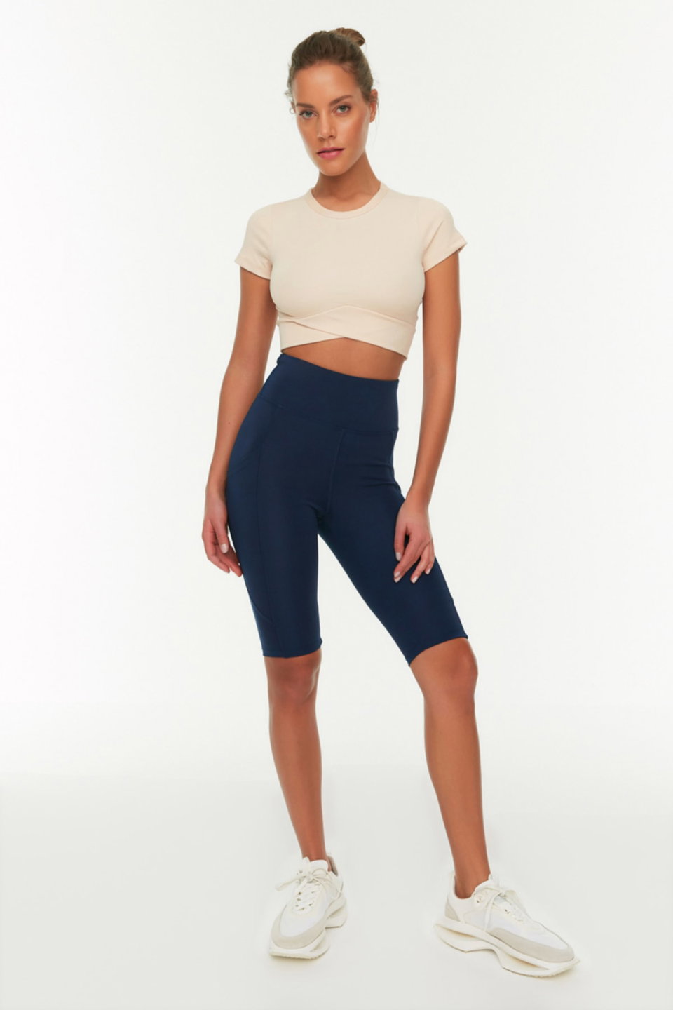 Restorer High Waist Pocket Detailed Knitted Sport Biker/Cyclist/Short Leggings TWOAW21TA0064