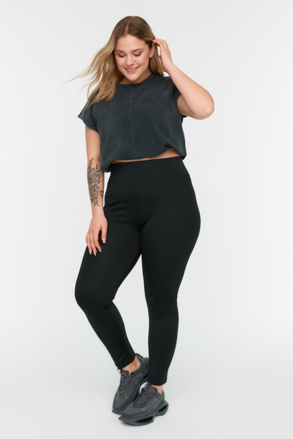 High Waist Polar Fleece Knitted Scuba Fabric Plus Size Leggings TBBSS22TA0026