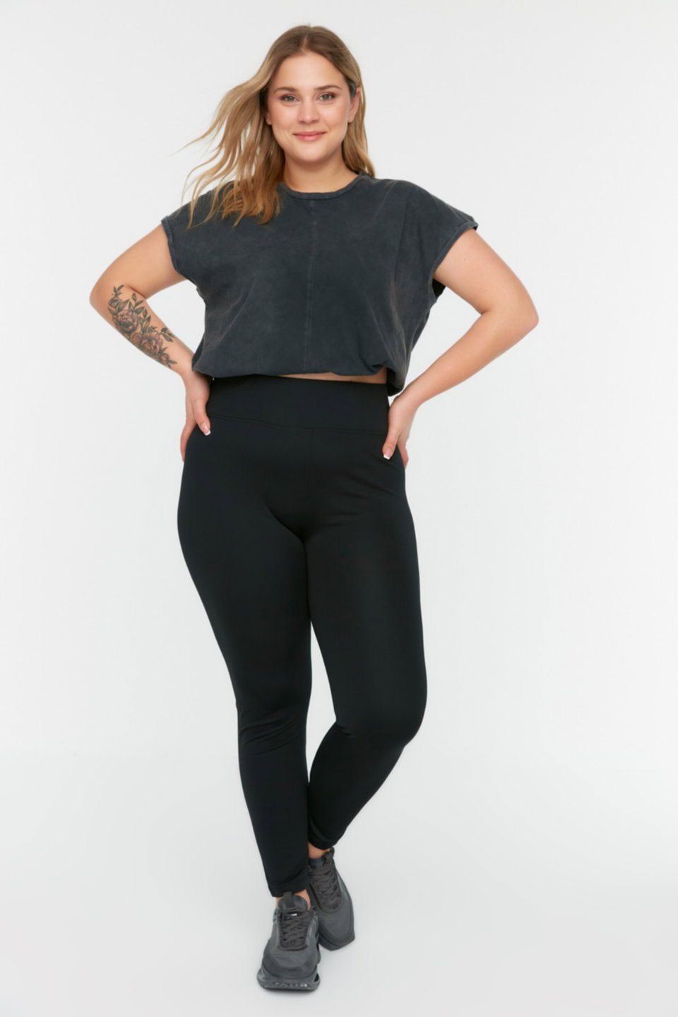 High Waist Polar Fleece Knitted Scuba Fabric Plus Size Leggings TBBSS22TA0026