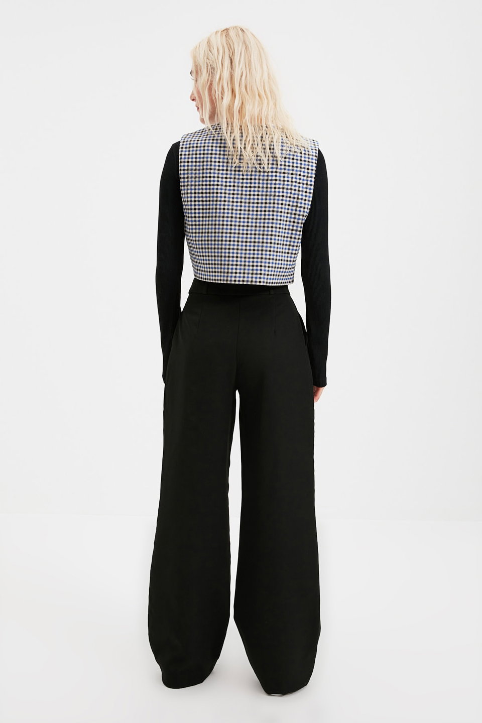 High Waist Wide Leg Pleated Woven Fabric Trousers TWOAW21PL0076