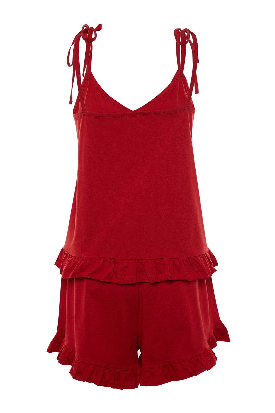 Straps, Knitted Ruffle Detailed Pajamas Set TBBSS22PT0564