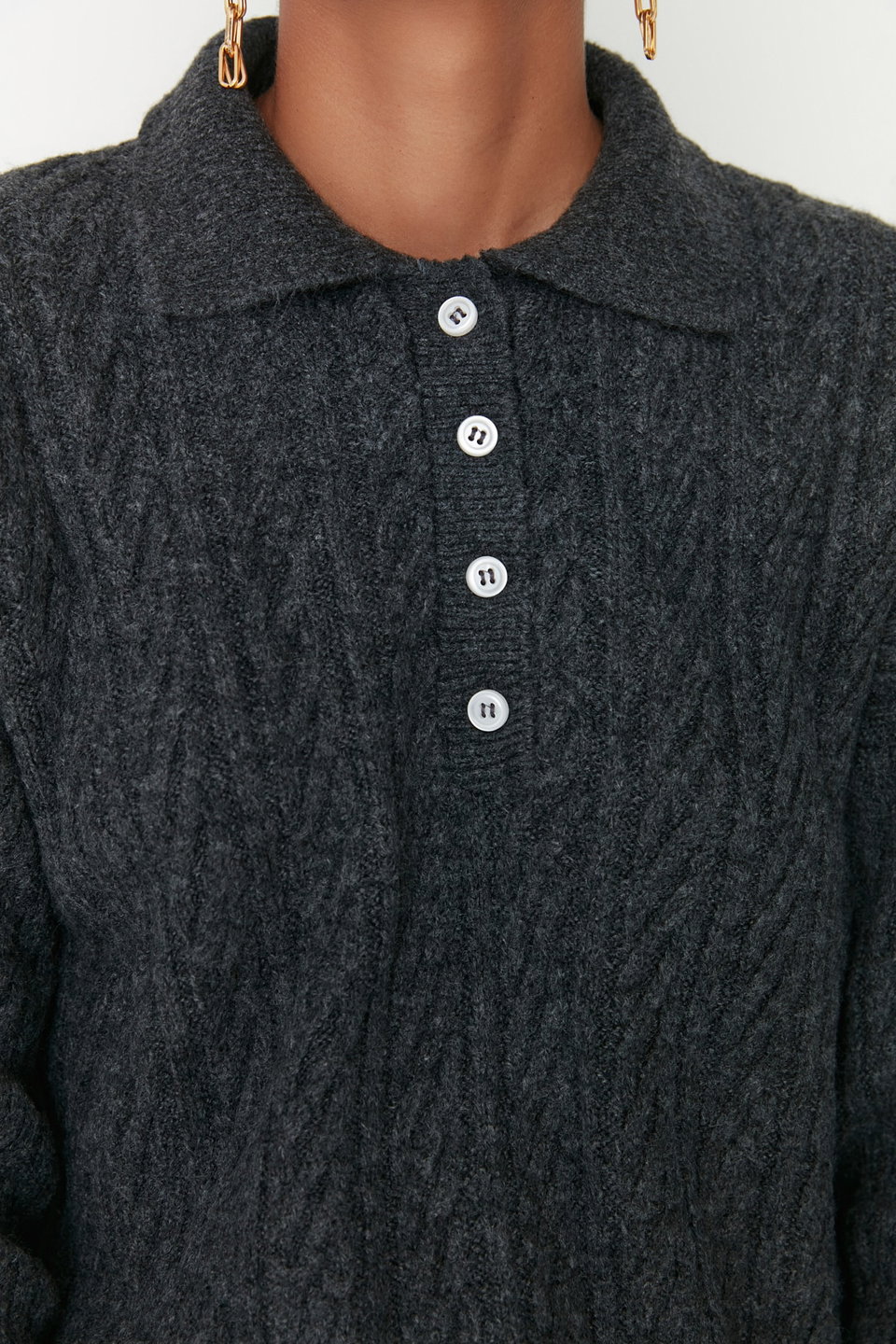 Wide Fit Soft Textured Knitwear Sweater TWOAW21KZ2635