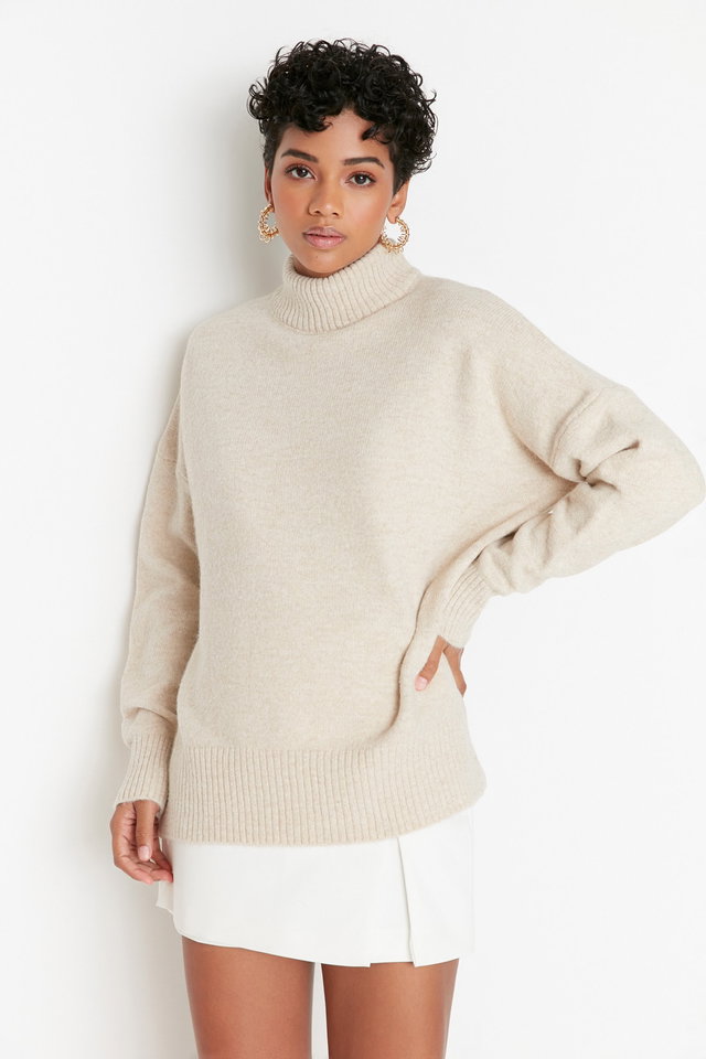 Stone - Orange Wide Pattern Soft Texture Knitwear Sweater TWOAW23KZ00469
