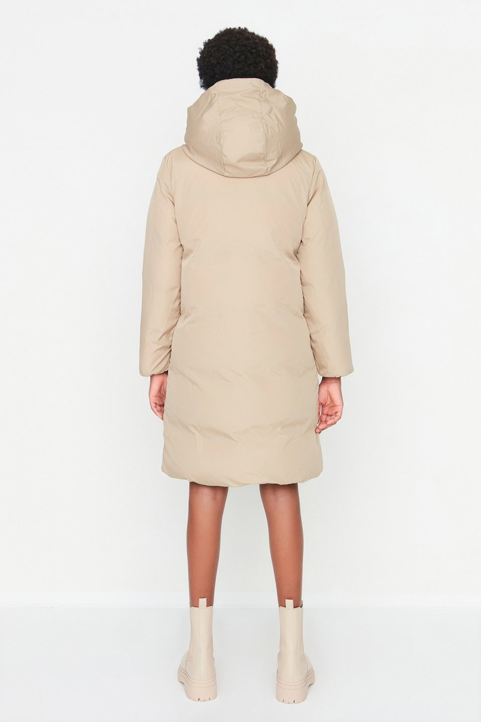 Double Sided Hooded Water Repellent Long Puffer Jacket TWOAW23MO00052
