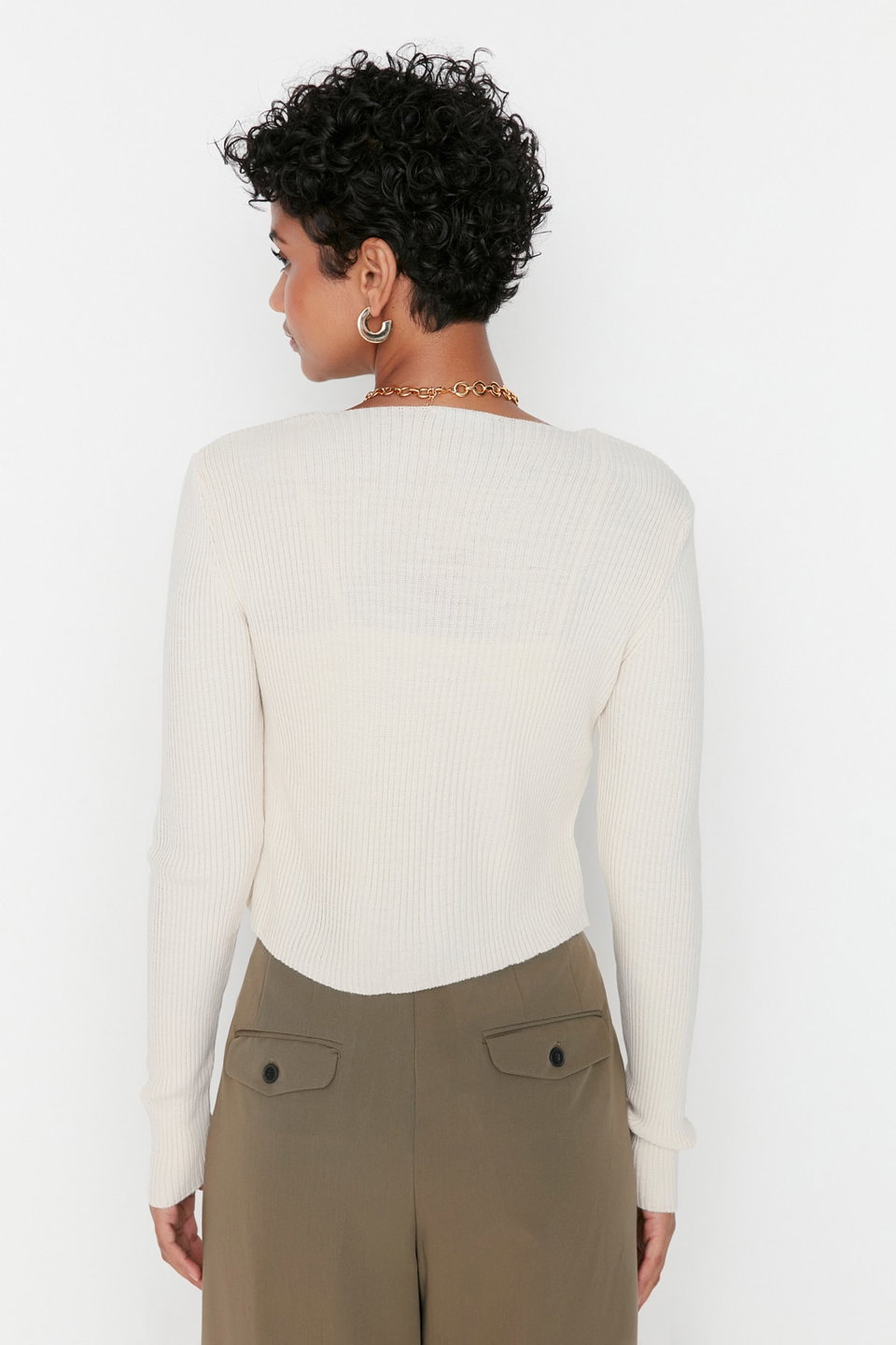 Crop Tie Detailed Blouse-Cardigan Knitwear Suit Knitwear Cardigan TWOSS21HI0002
