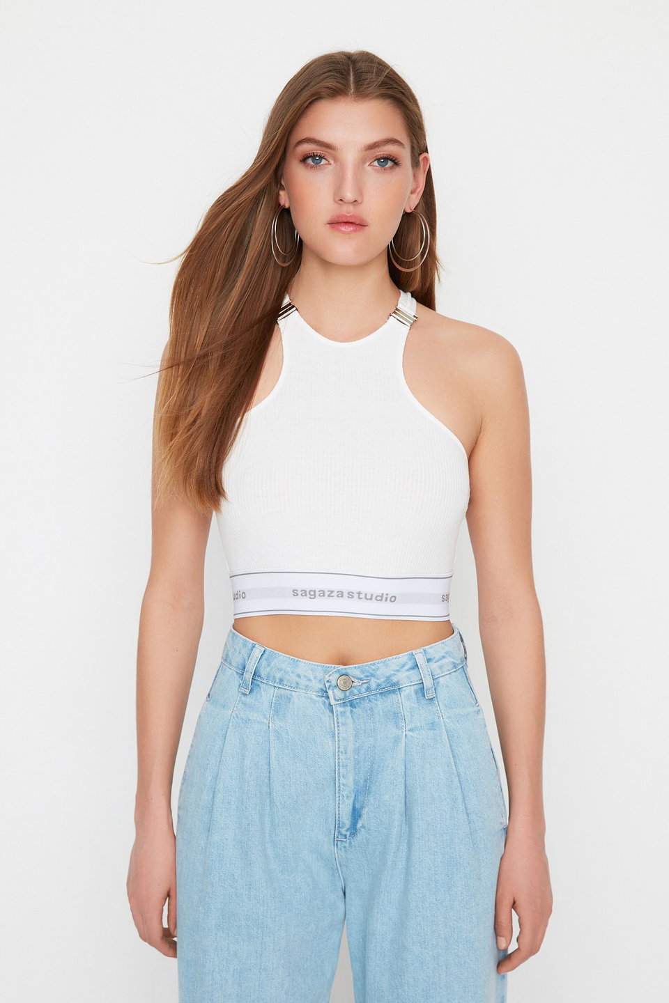 Sagaza Studio Metal Accessory Detailed Knitted Bustier TPRSS22BS00019