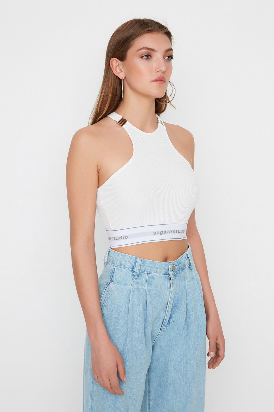 Sagaza Studio Metal Accessory Detailed Knitted Bustier TPRSS22BS00019
