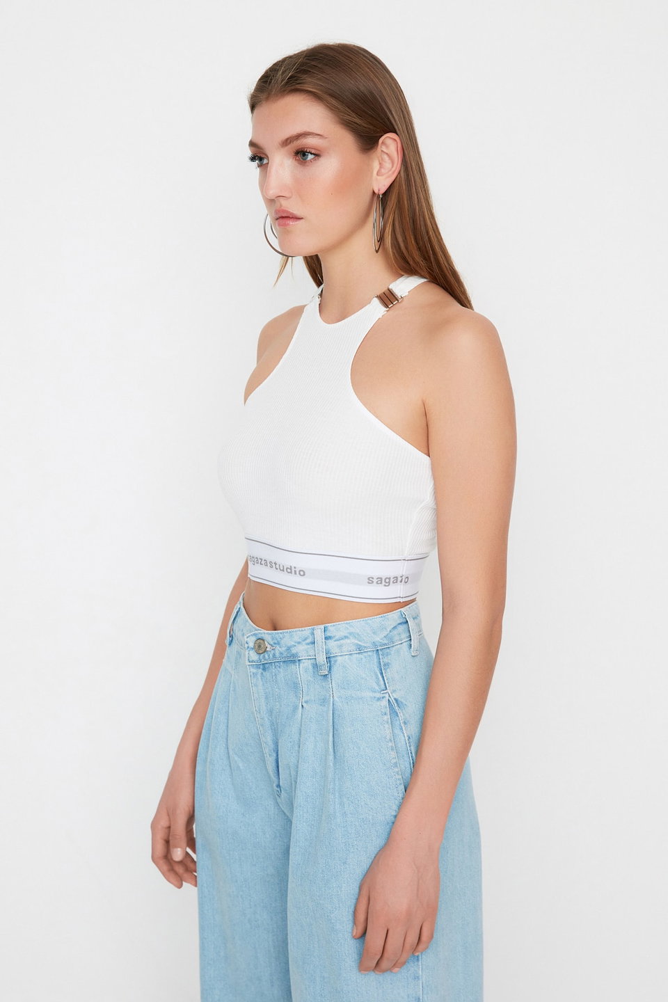 Sagaza Studio Metal Accessory Detailed Knitted Bustier TPRSS22BS00019