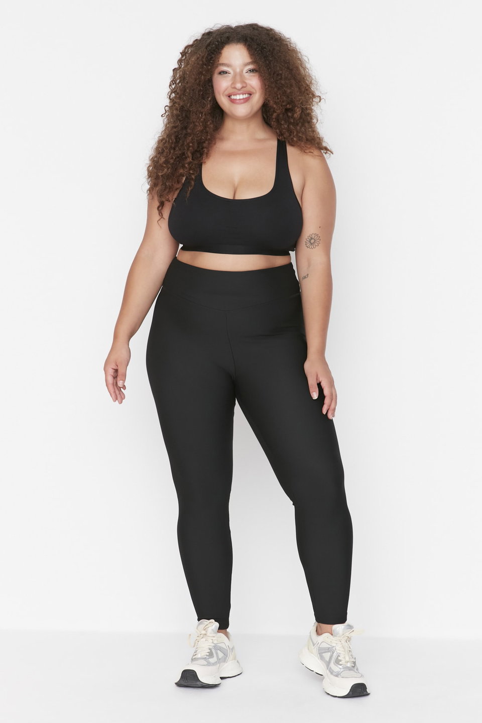 High Waist Ribbed Knit Plus Size Leggings TBBAW23AY00009