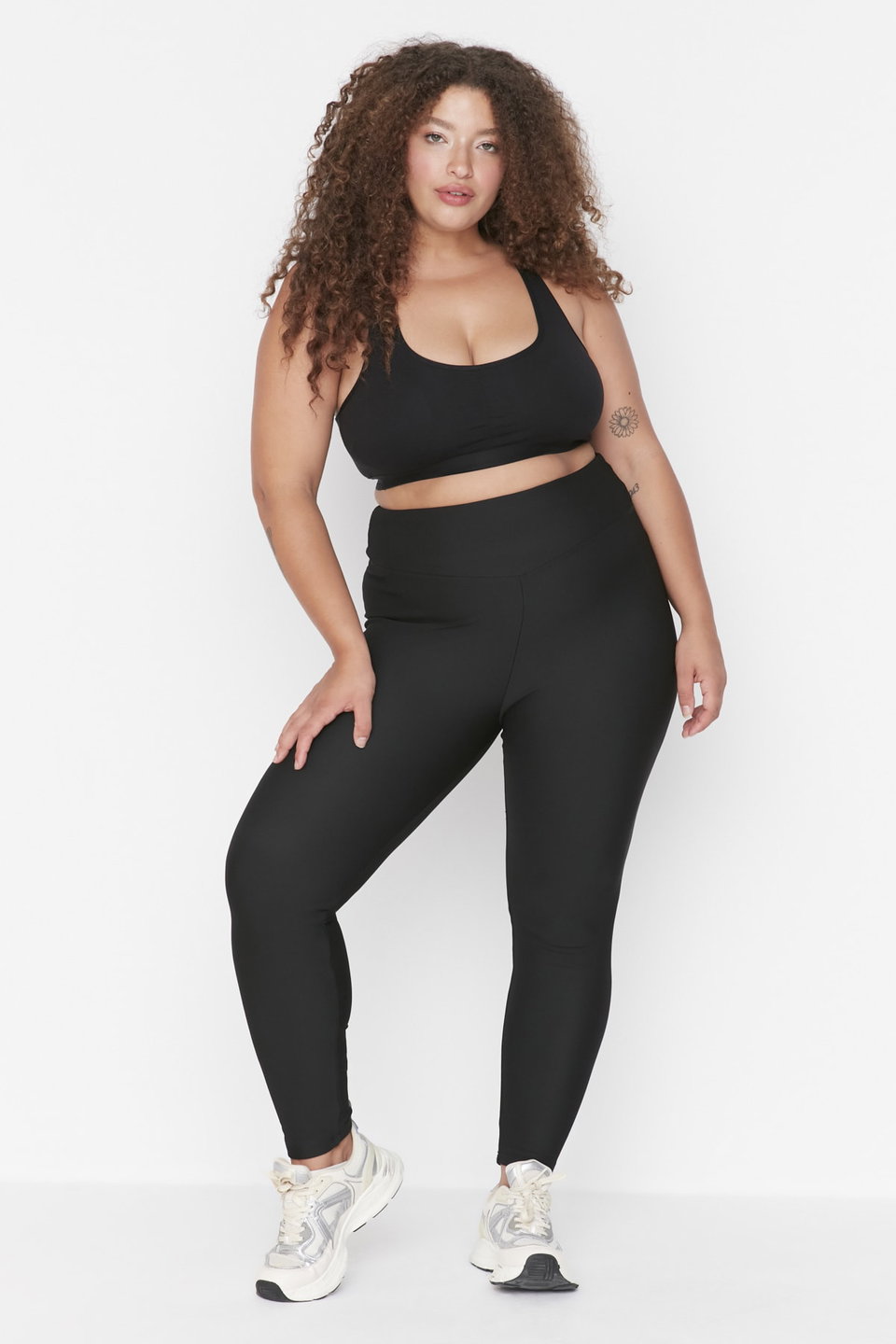 High Waist Ribbed Knit Plus Size Leggings TBBAW23AY00009