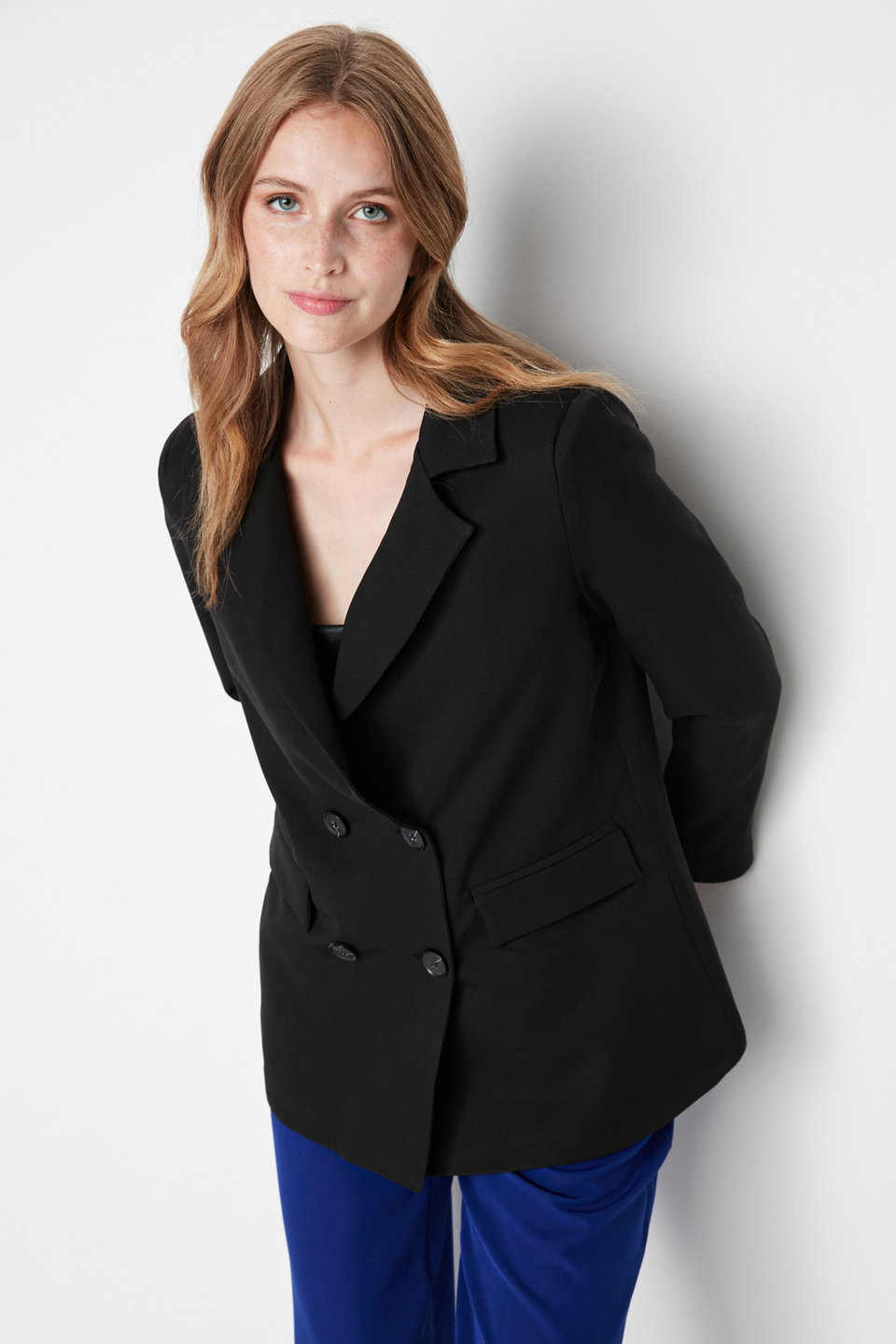 Regular Lined Buttoned Woven Blazer Jacket TWOAW21CE0272