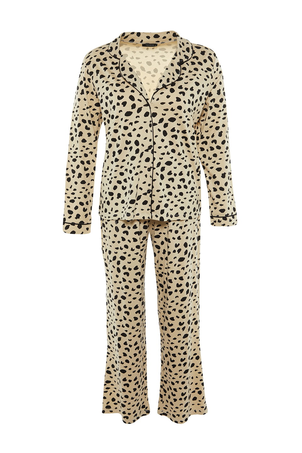 Multicolored Animal Patterned Shirt Collar Knitted Pajama Set TBBAW23AI00015