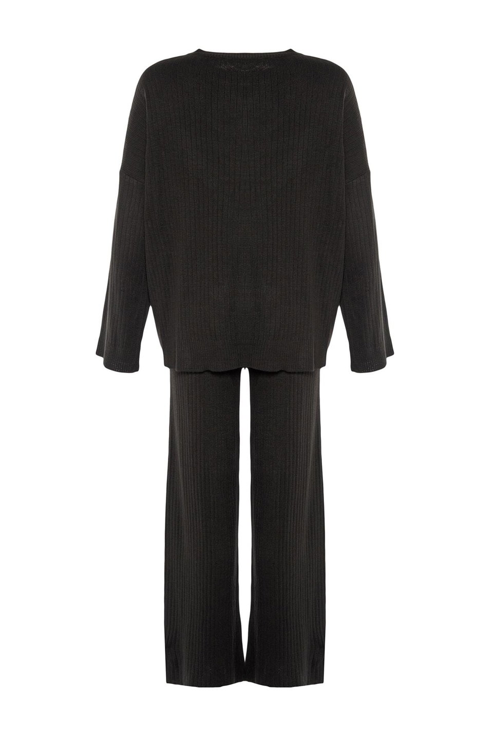 Wide Pattern Basic Ribbed Knitwear Bottom-Top Set TWOSS20AU0084
