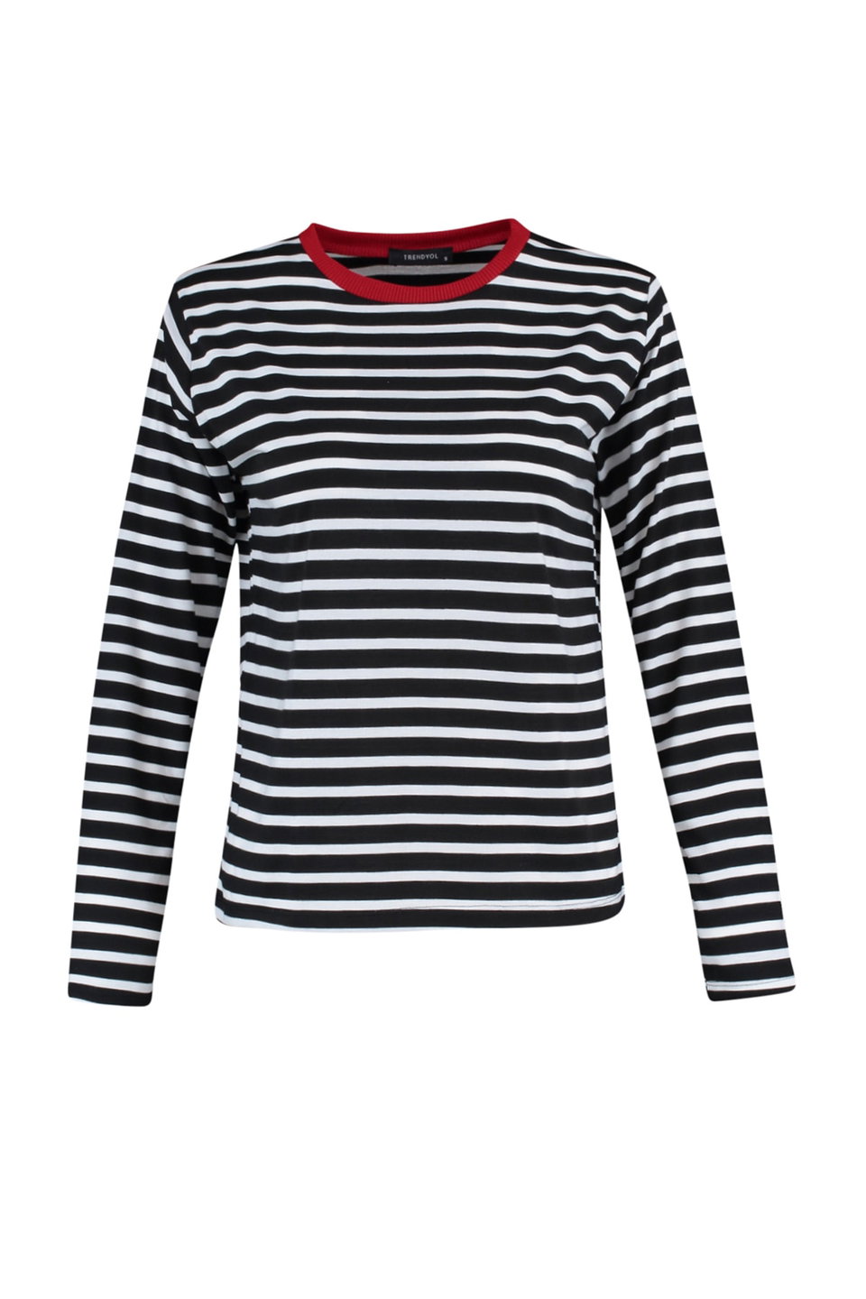 Striped Relaxed Pattern Basic Crew Neck Colorful Ribbed Knitted T-Shirt TWOAW23TS00026