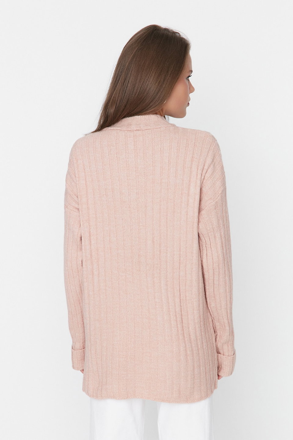 Collar Buttoned Ribbed Knitwear Sweater TCTAW23AK00035