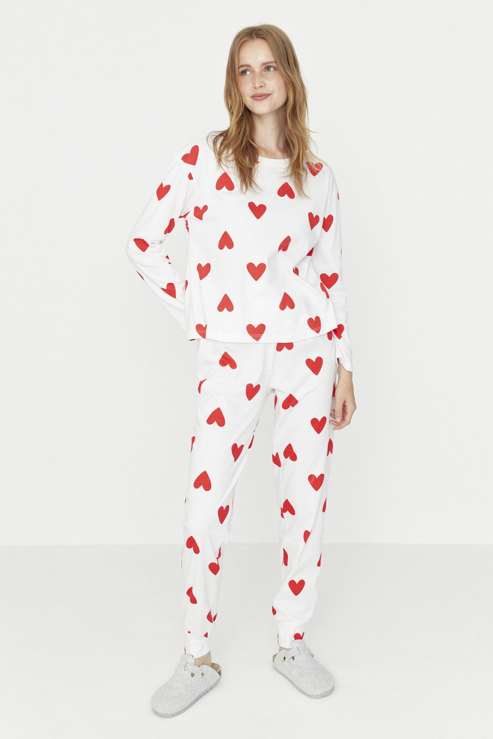 100% Cotton Heart Knitted Pajama Set THMAW21PT0566