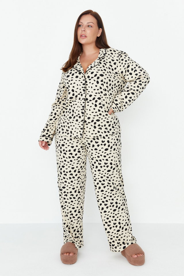 Very colorful - Multicolored Animal Patterned Shirt Collar Knitted Pajama Set TBBAW23AI00015