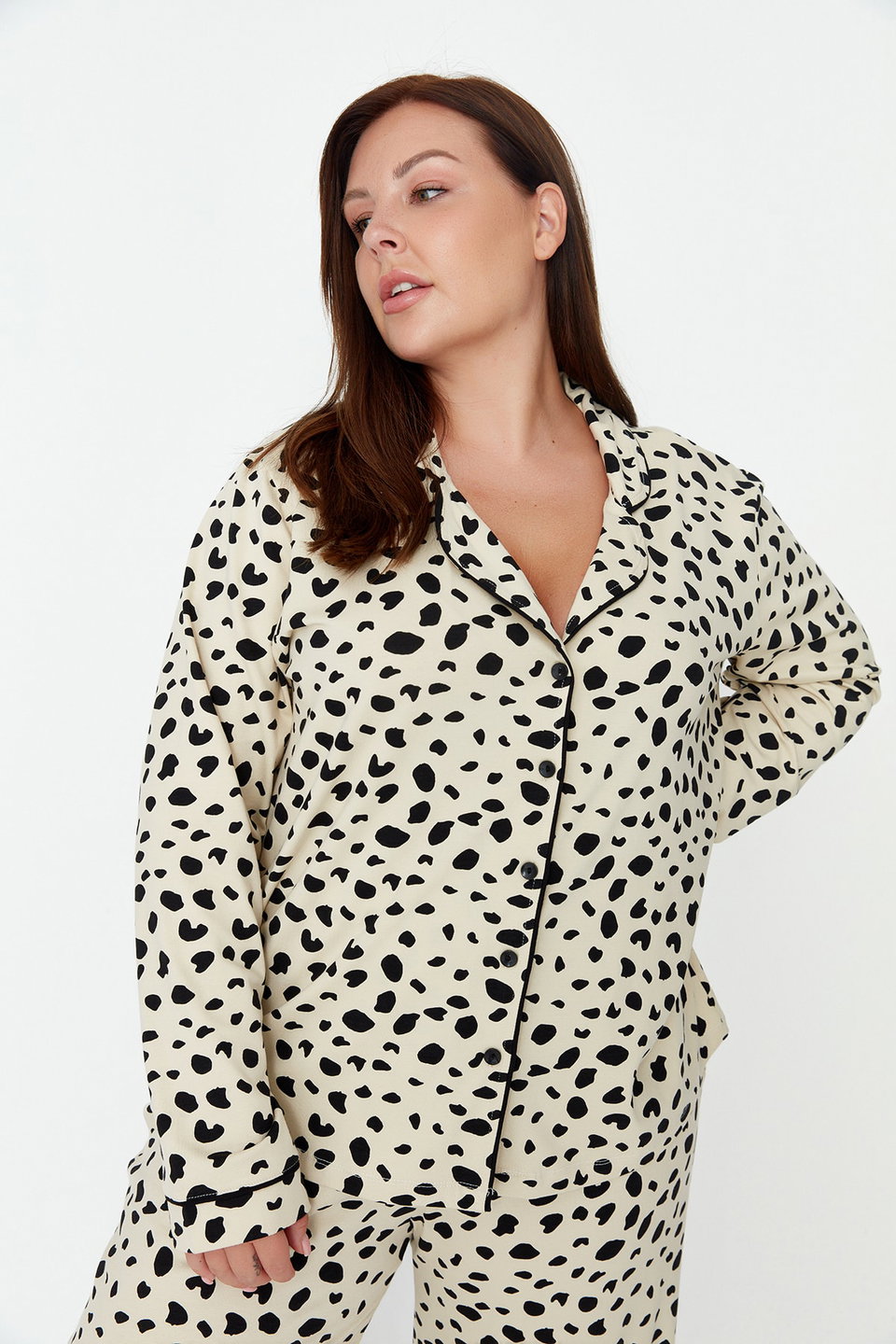 Multicolored Animal Patterned Shirt Collar Knitted Pajama Set TBBAW23AI00015