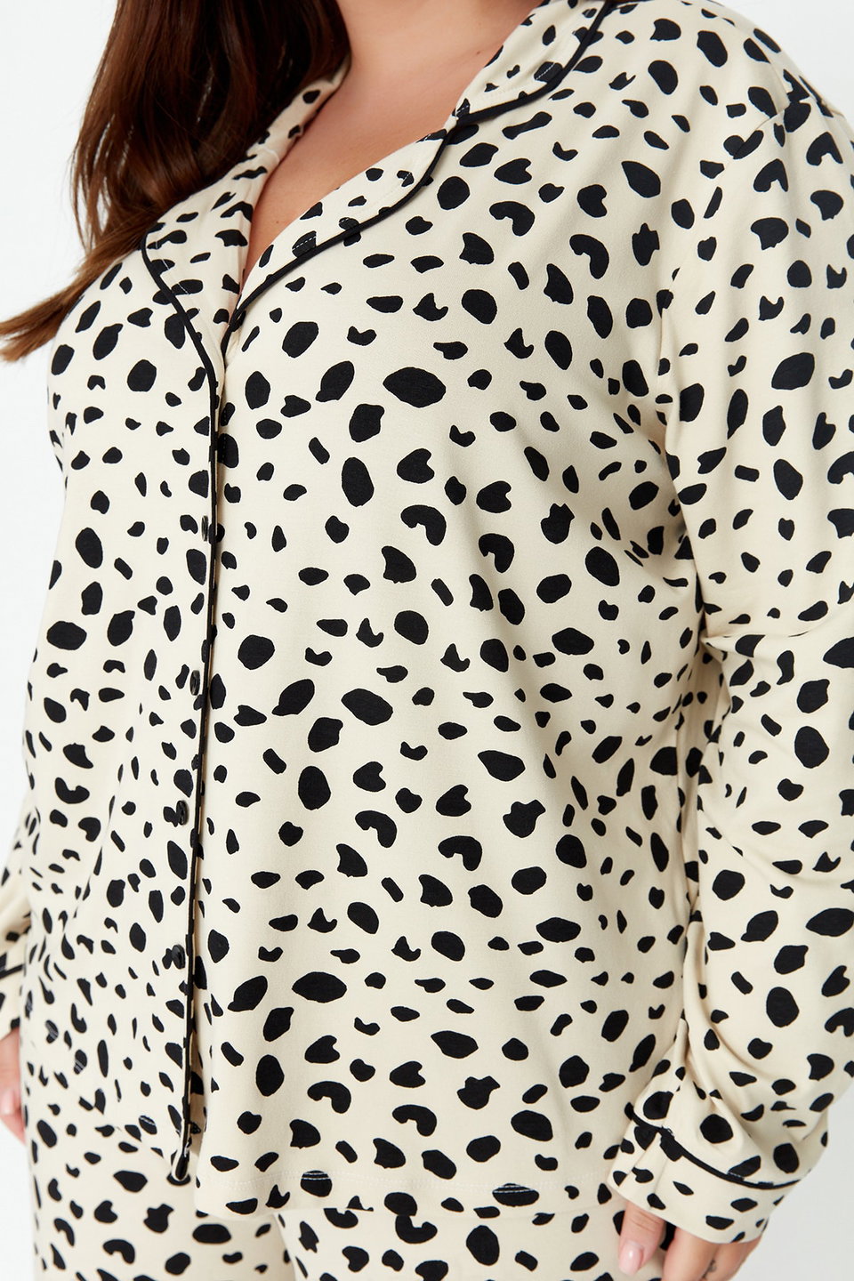 Multicolored Animal Patterned Shirt Collar Knitted Pajama Set TBBAW23AI00015