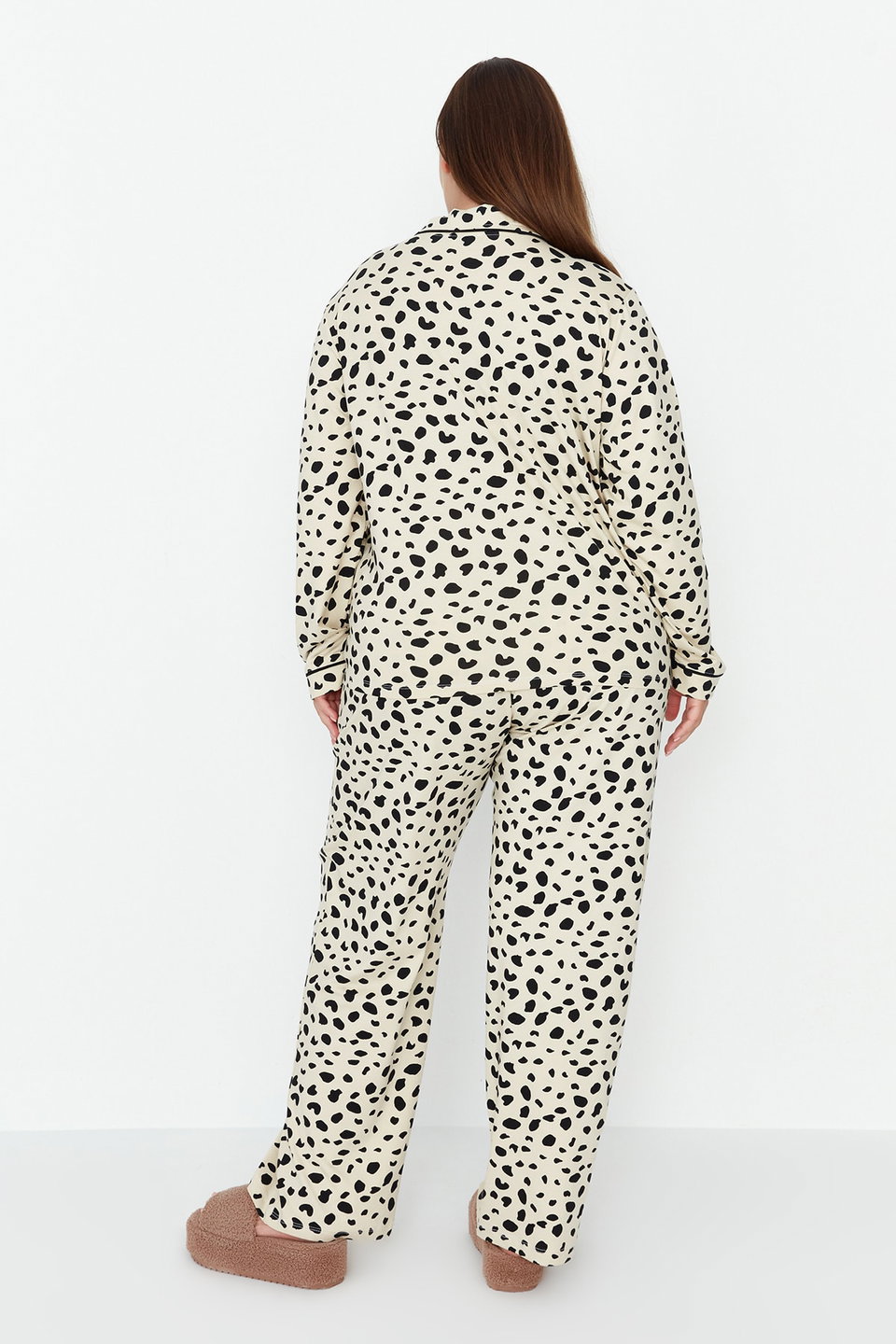 Multicolored Animal Patterned Shirt Collar Knitted Pajama Set TBBAW23AI00015