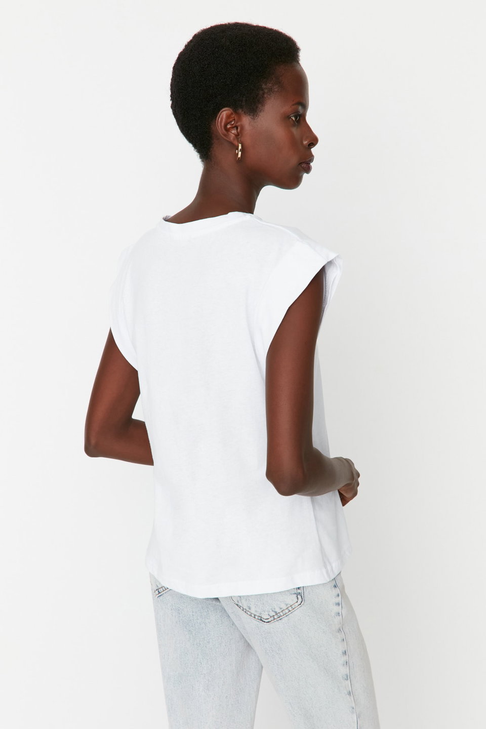 100% Cotton Wadding Look Basic Crew Neck Knitted T-Shirt TWOSS20TS0021