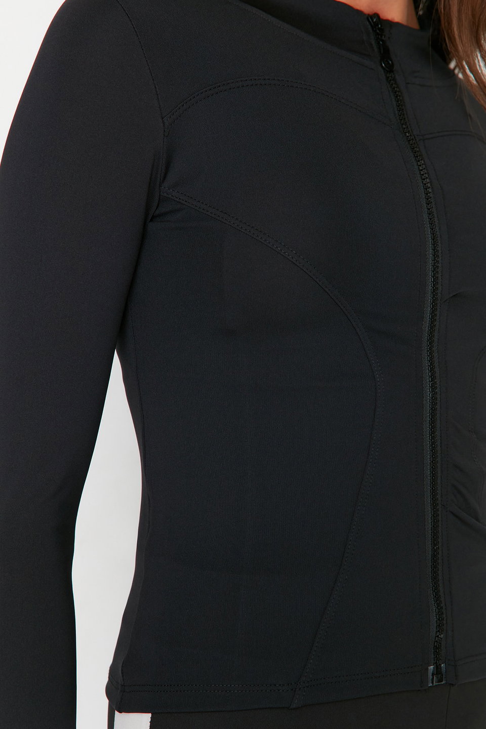 Body-fitting Zippered Stand Collar Knitted Sports Jacket/Sweatshirt TWOAW23BZ00592