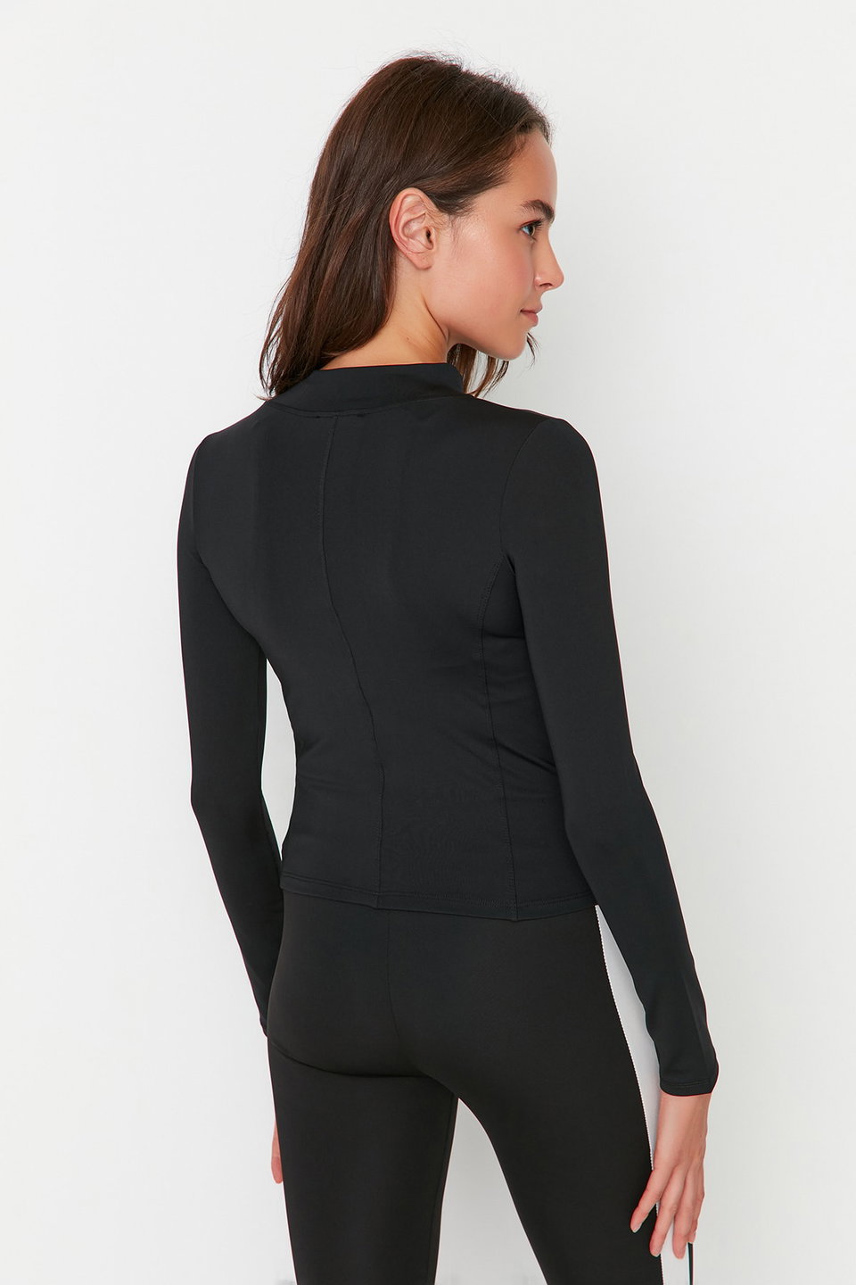 Body-fitting Zippered Stand Collar Knitted Sports Jacket/Sweatshirt TWOAW23BZ00592