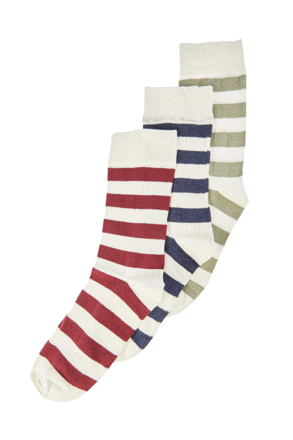 Multicolored Striped Textured 3-Pack Ankle Socks TMNSS22CO0037