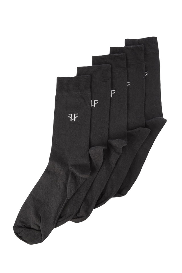 Black - Black Minimal Patterned 5-Pack Socks-Long Socks TMNAW20CO0017