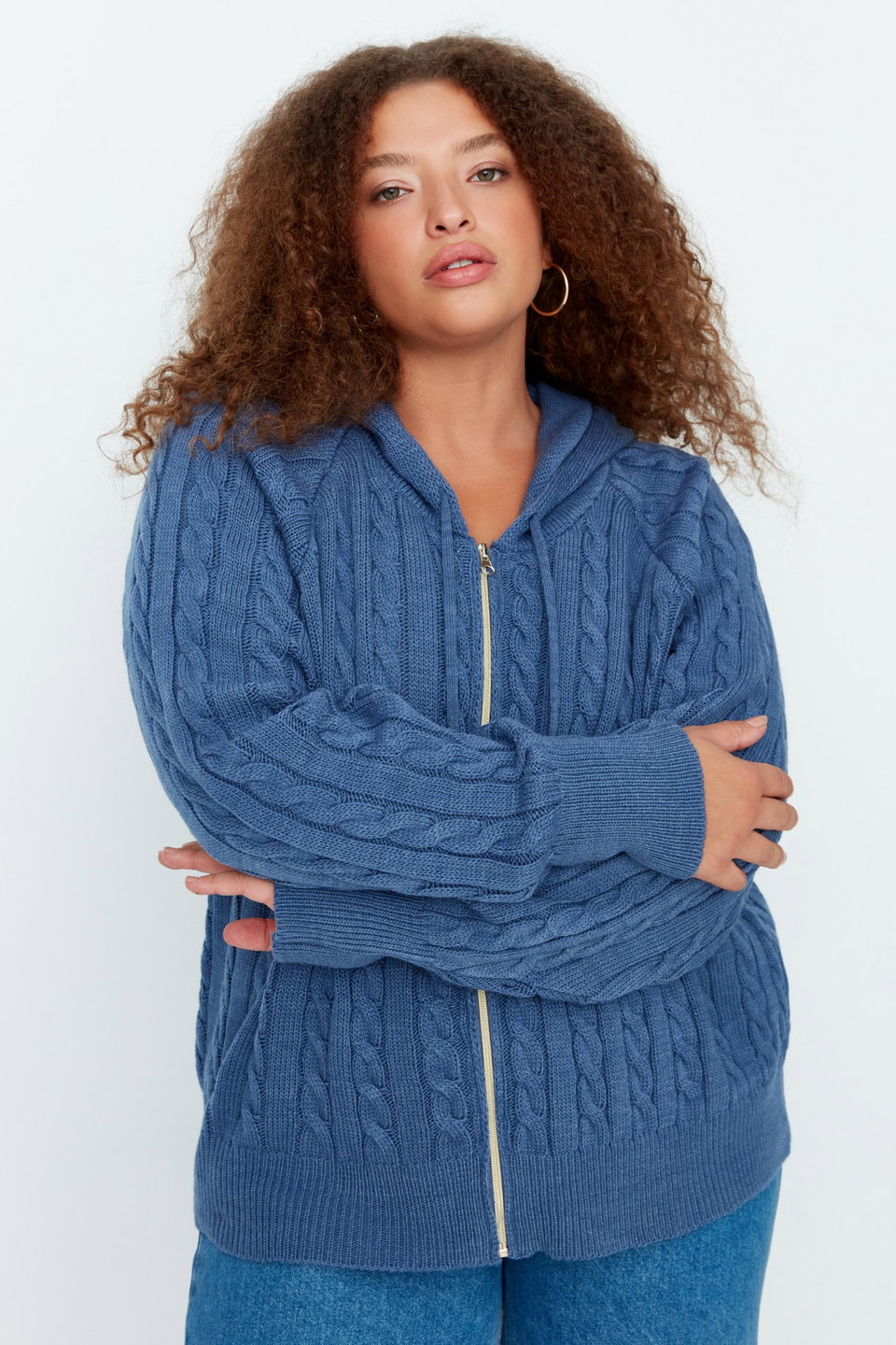 Hooded Zippered Knitwear Cardigan TBBAW23AV00051