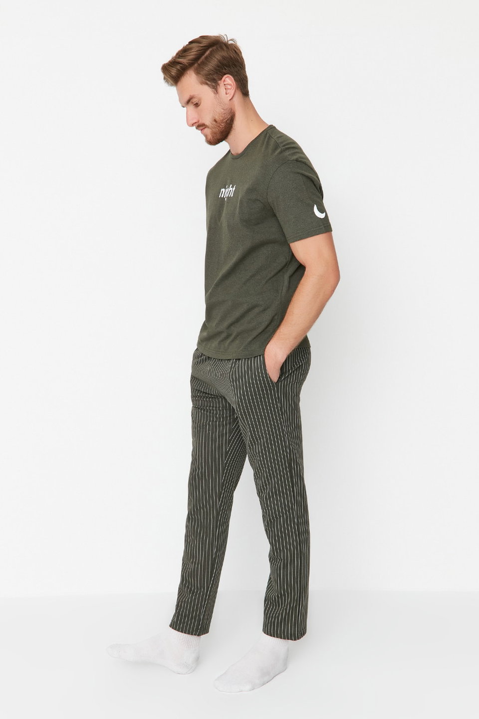 Printed Regular Fit Knitted Pajama Set THMAW21PT0393