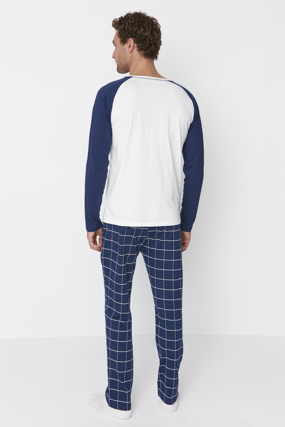 100% Cotton Regular Fit Plaid Knitted Pajama Set THMAW21PT0879