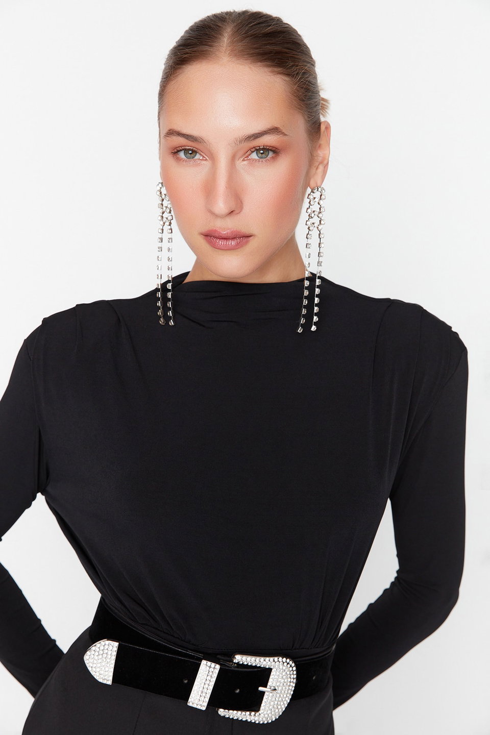 Draped Snap Knit Bodysuit TPRAW23BD00048