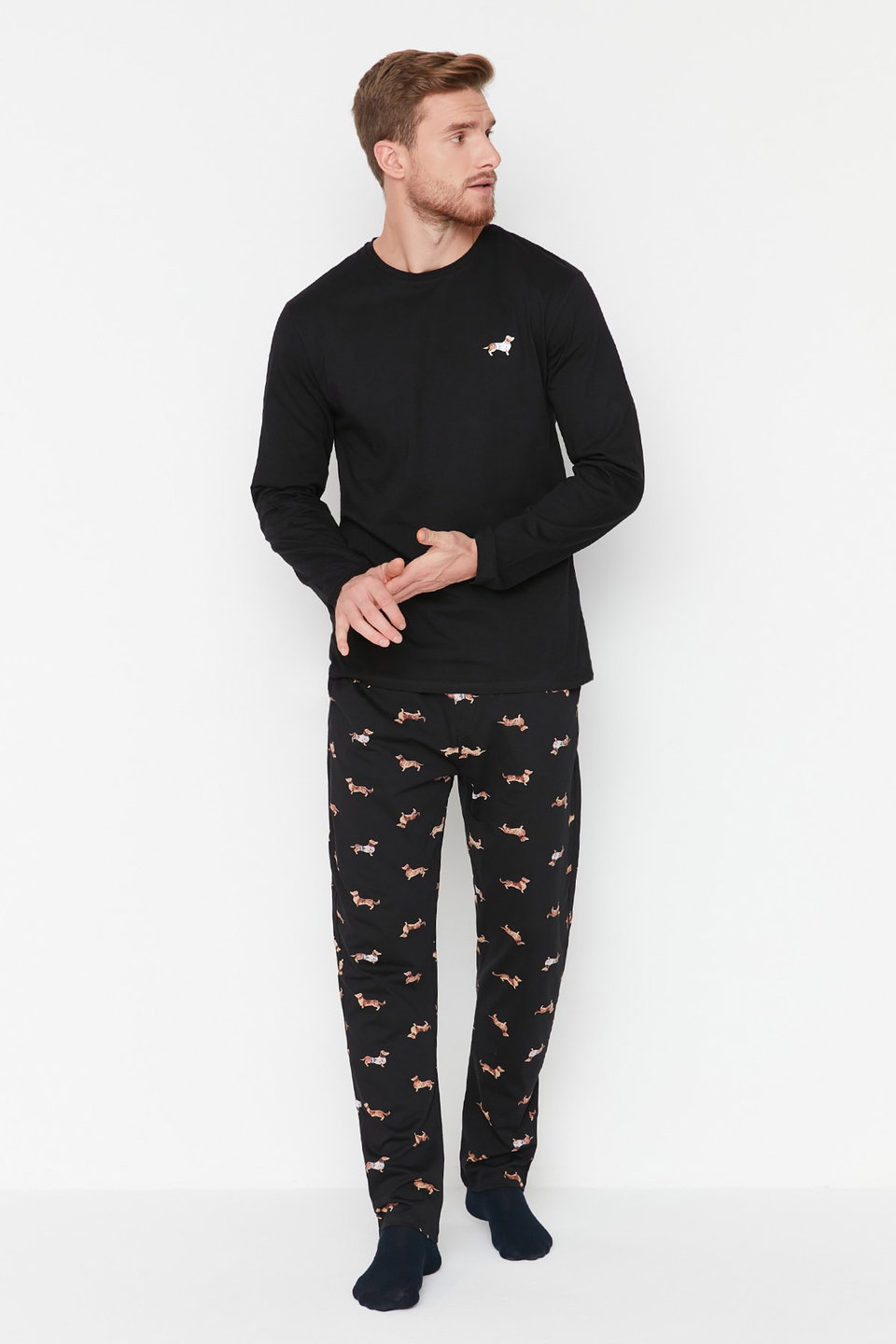 100% Cotton Regular Fit Animal Patterned Knit 100% Cotton Pajama Set TMNAW23PT00157