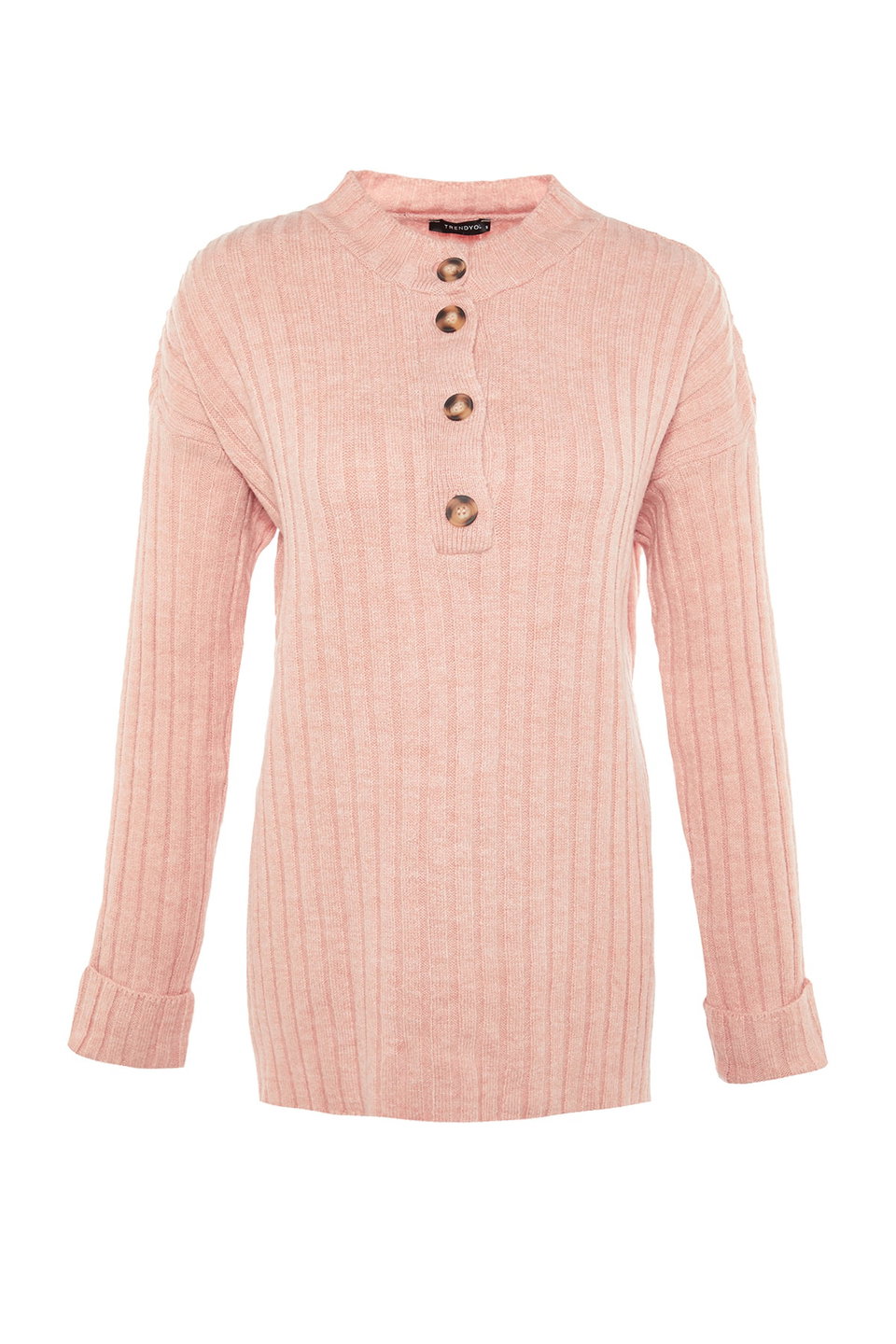 Collar Buttoned Ribbed Knitwear Sweater TCTAW23AK00035