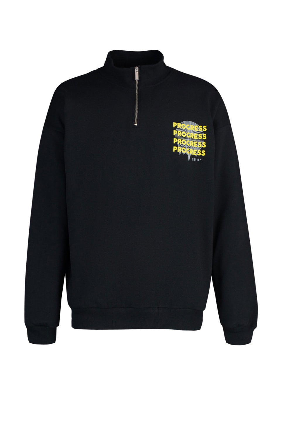 Oversize/Wide Cut Zippered Text Printed Inside Fleece/Warm Sweatshirt TMNAW23SW00017