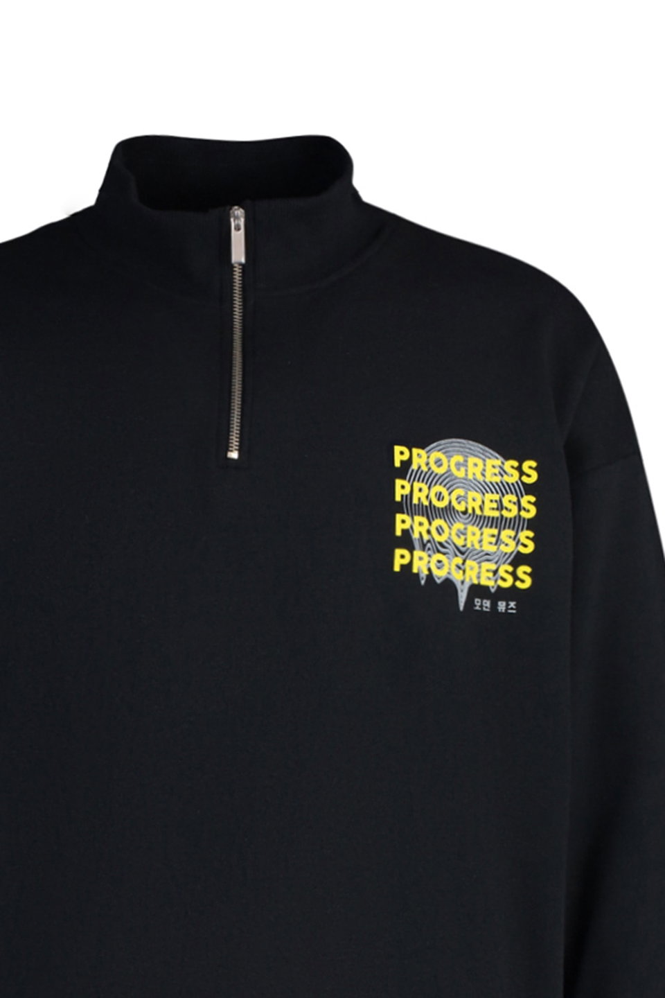 Oversize/Wide Cut Zippered Text Printed Inside Fleece/Warm Sweatshirt TMNAW23SW00017