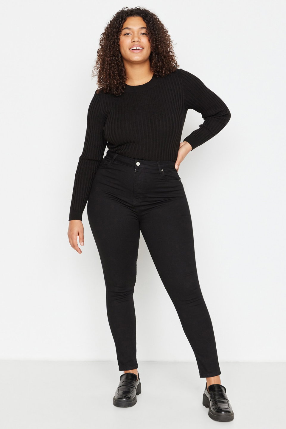 Non-Fading High Waist Stretchy Plus Size Skinny Jeans Tbbaw23Cj00061