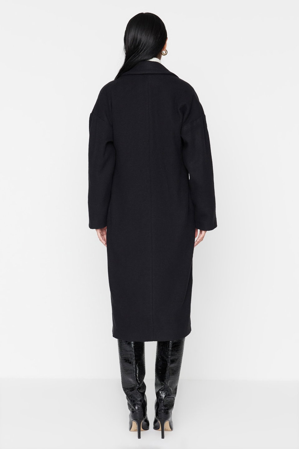 Oversize Wide Cut Long Wool Cachet Coat TWOAW21KB0038
