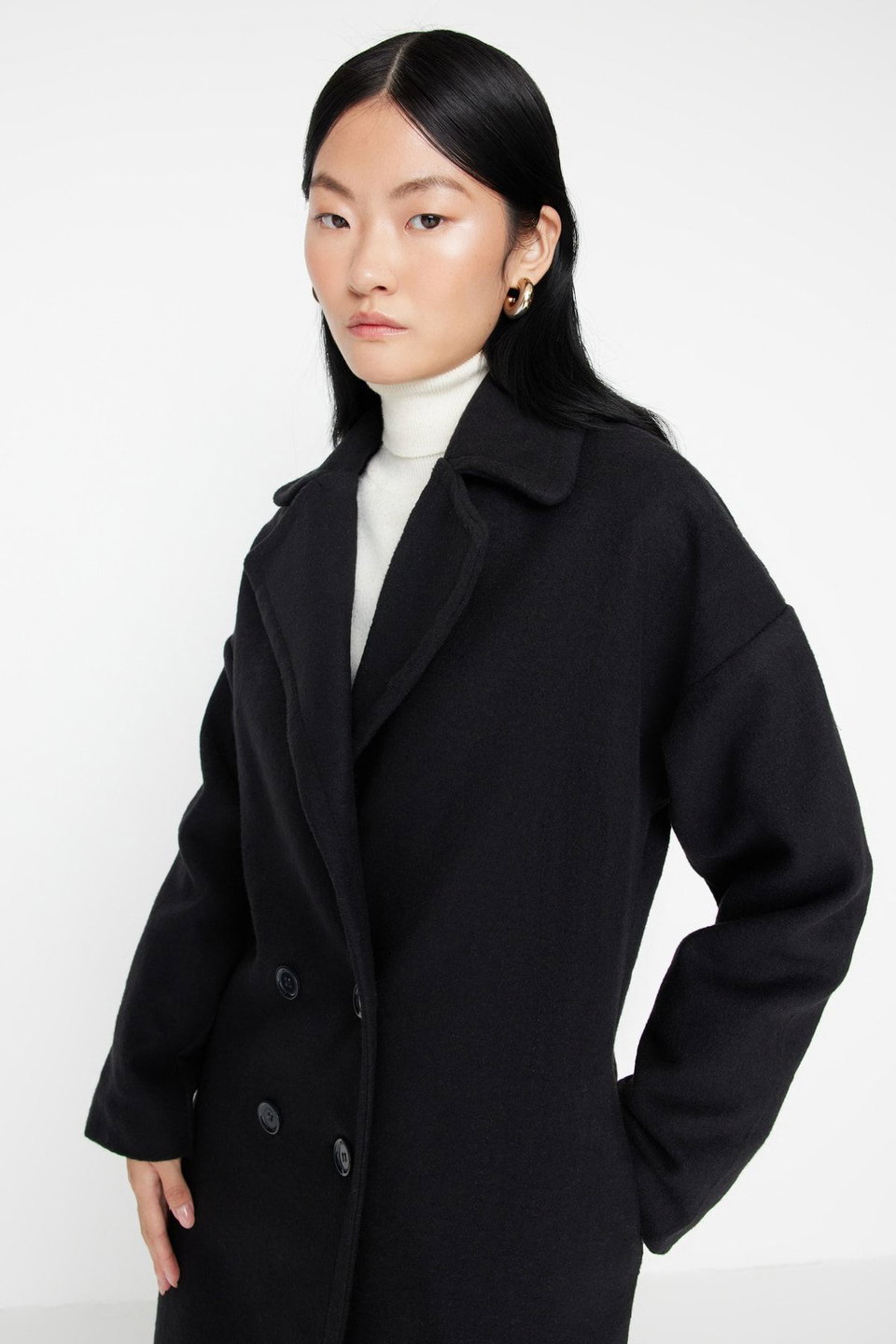 Oversize Wide Cut Long Wool Cachet Coat TWOAW21KB0038