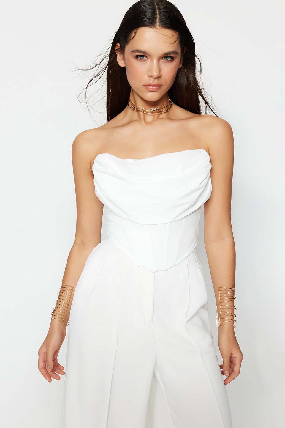 Underwire Detailed Knitted Satin Bustier TPRSS23BS00006