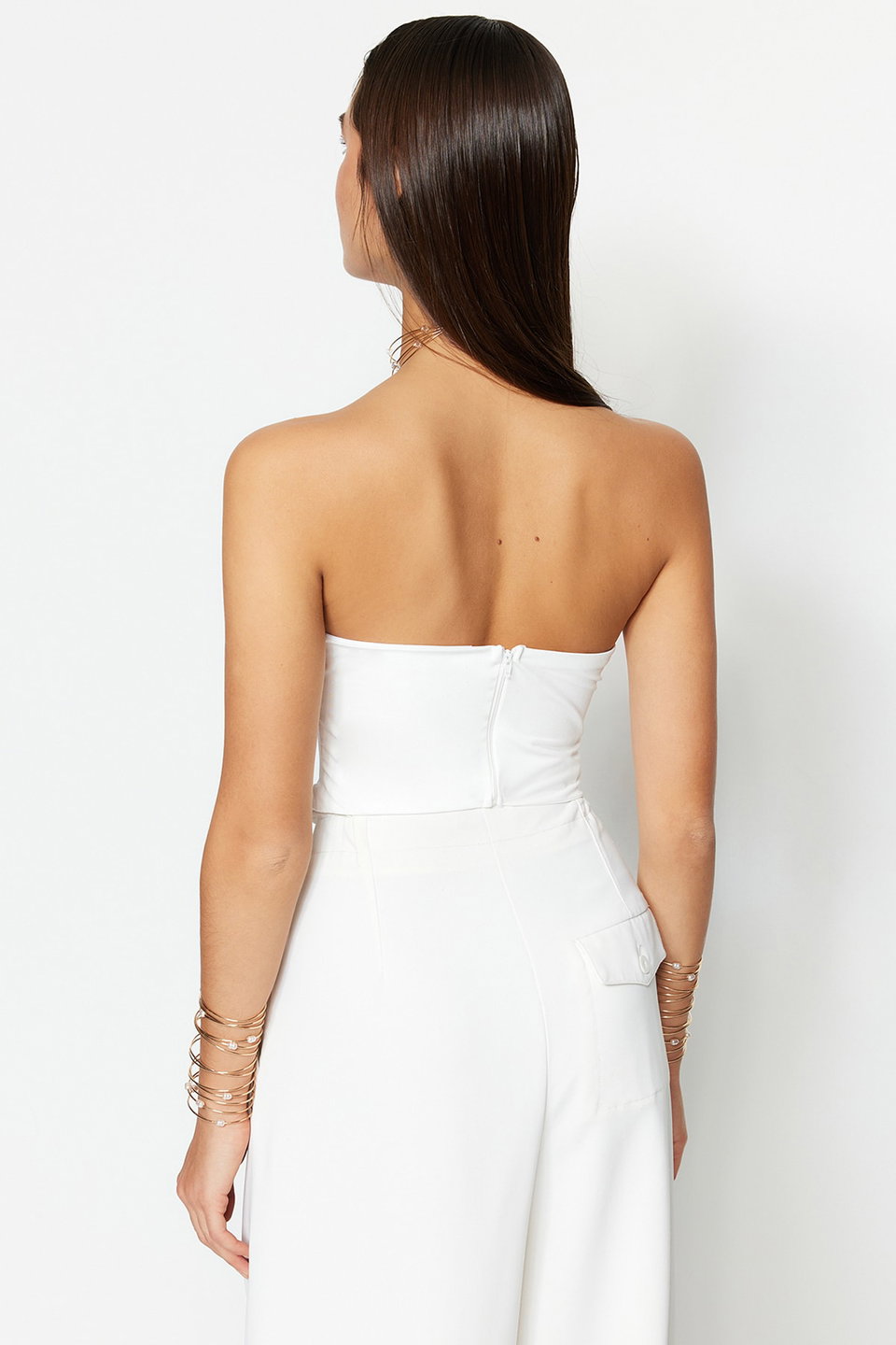 Underwire Detailed Knitted Satin Bustier TPRSS23BS00006