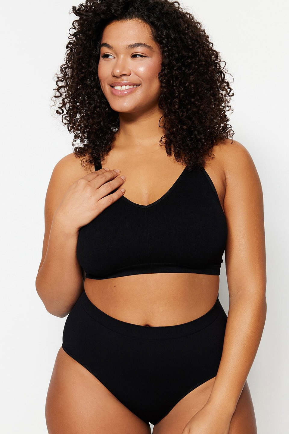 Strap Seamless/Seamless Wire Free Cupless Stretchy Bralette Knitted Plus Size Bra Tbbss23Cw00001