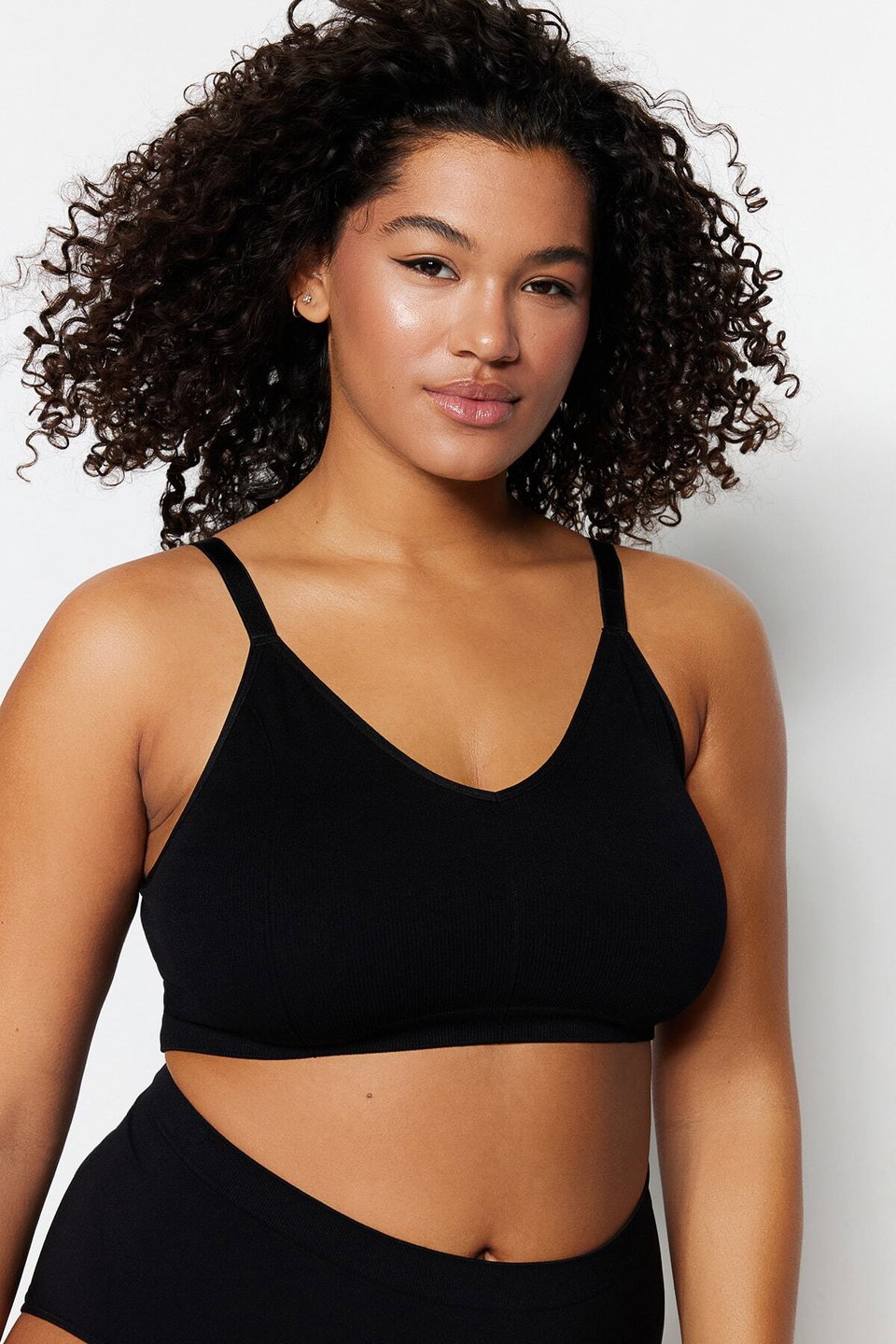 Strap Seamless/Seamless Wire Free Cupless Stretchy Bralette Knitted Plus Size Bra Tbbss23Cw00001