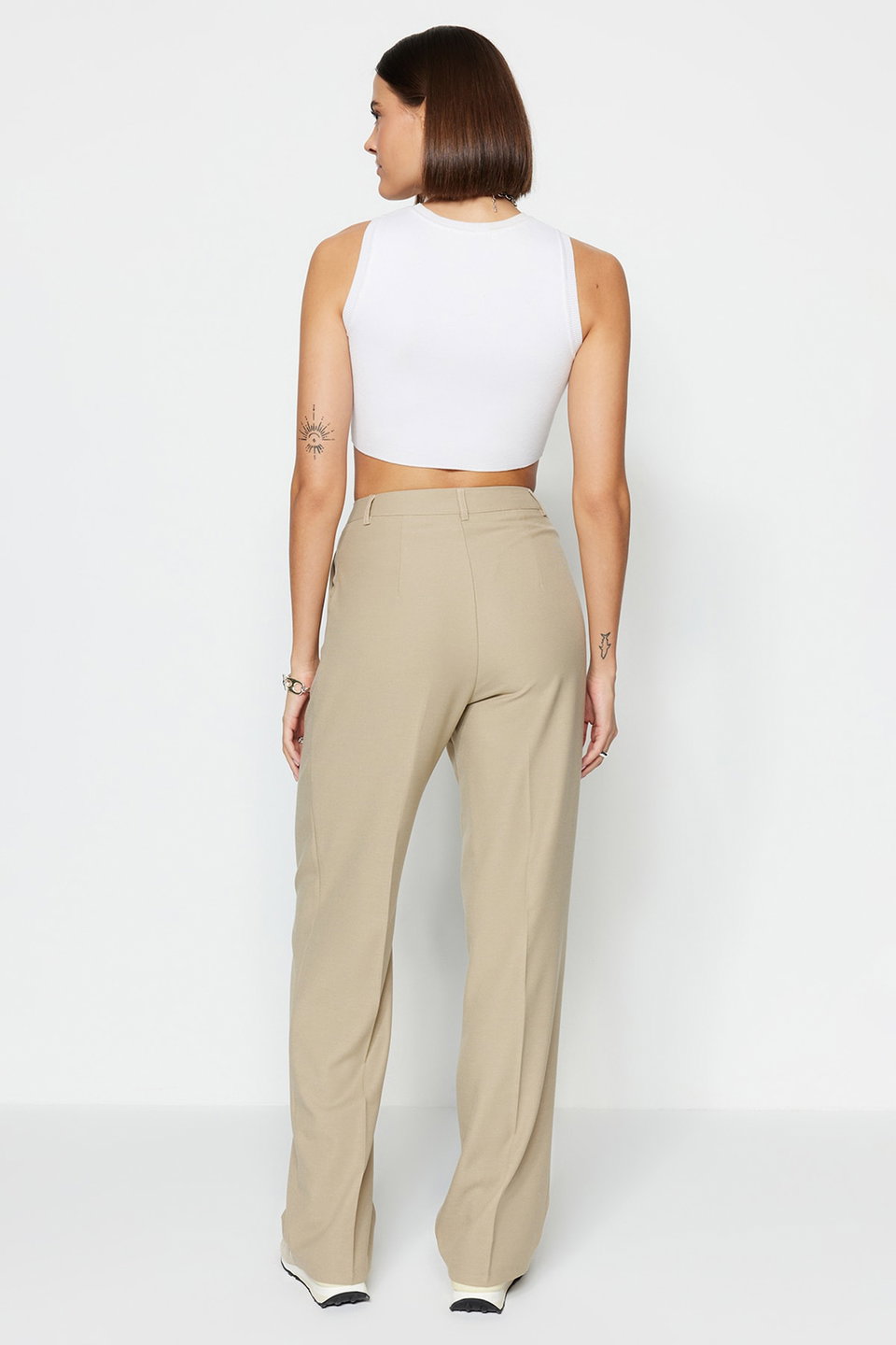 Limited Edition Straight/Straight Cut Pleated Woven Fabric Trousers TWOAW23PL00401