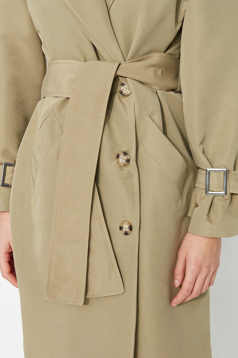 Belted Windbreaker Detailed, Water-repellent Long Trench Coat TWOSS21EN0005
